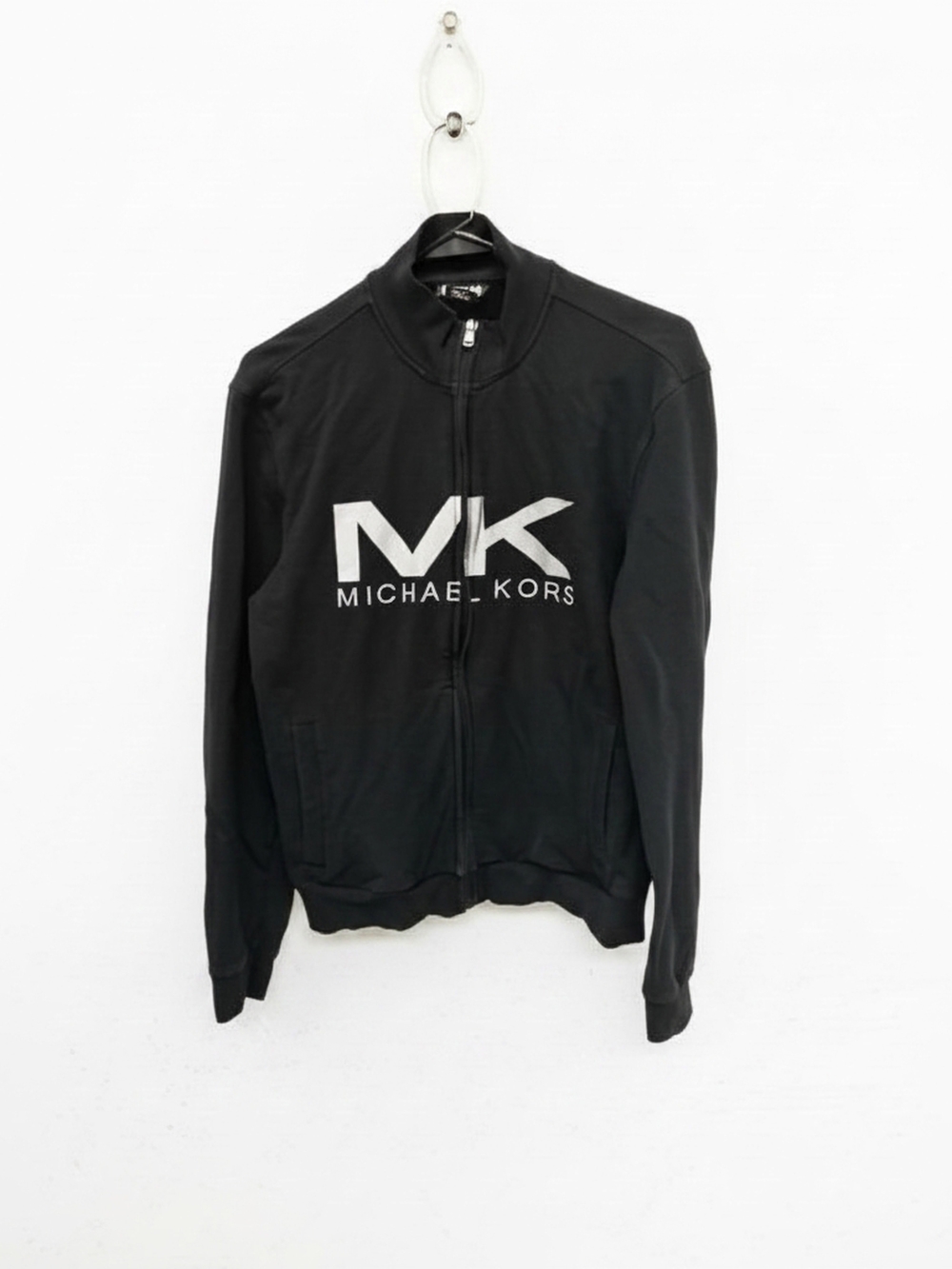 Michael Kors Black Zip Up Jacket with Large White MK Logo